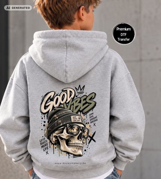 Bügelbild - " Good Vibes - Skull "