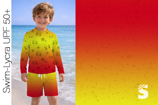 Swim-Lycra UPF 50+ / Bade/Sport Funktionsjersey -  " Konfetti VERLAUF #rot/gelb "