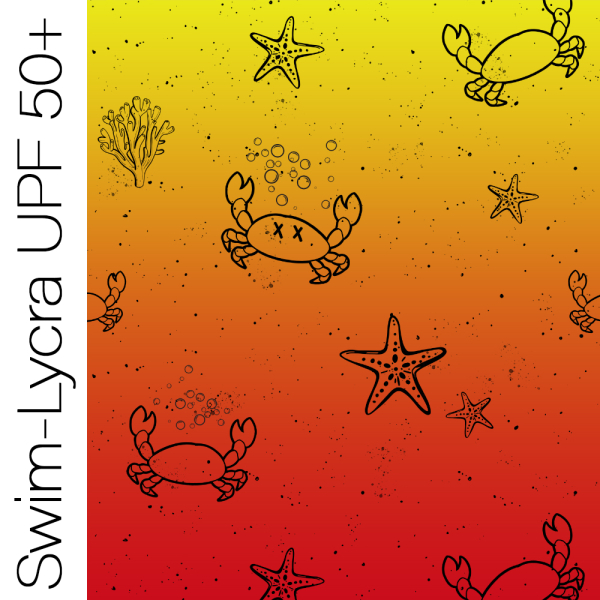 Swim-Lycra UPF 50+ / Bade/Sport Funktionsjersey -  " KREBSE ALLOVER #rot/gelb "