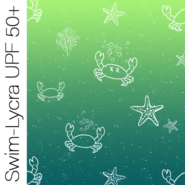 Swim-Lycra UPF 50+ / Bade/Sport Funktionsjersey -  " KREBSE ALLOVER #petrol/grün "