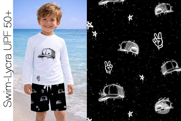 Swim-Lycra UPF 50+ / Bade/Sport Funktionsjersey -  " Caps #schwarz "