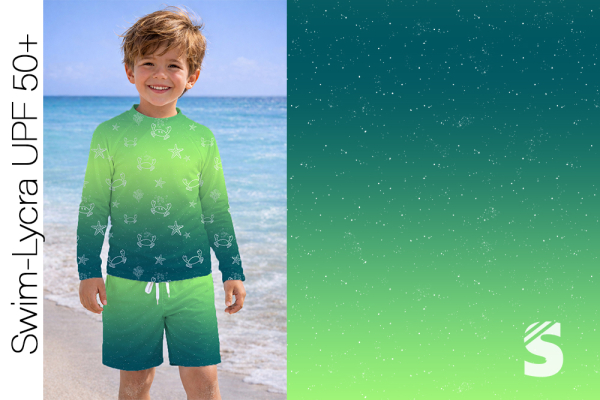 Swim-Lycra UPF 50+ / Bade/Sport Funktionsjersey -  " Konfetti VERLAUF #petrol/grün "