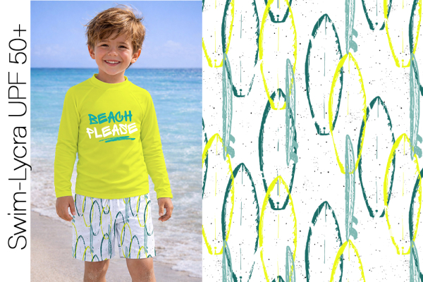 Swim-Lycra UPF 50+ / Bade/Sport Funktionsjersey -  " Surfbrett #weiss "