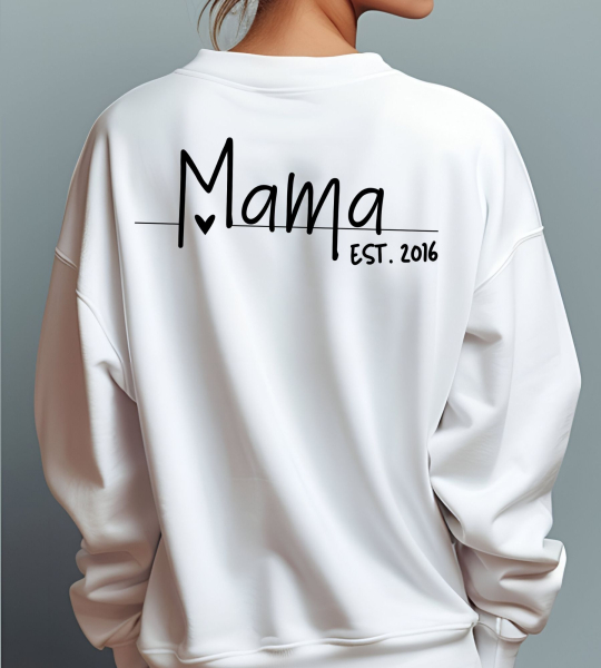 Bügelbild " Mama EST. WUNSCHZAHL " #schwarz - Wunschzahl & Größe frei wählbar