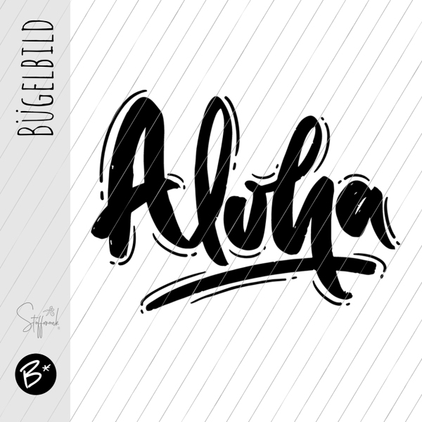 Bügelbild - " Aloha - schwarz "