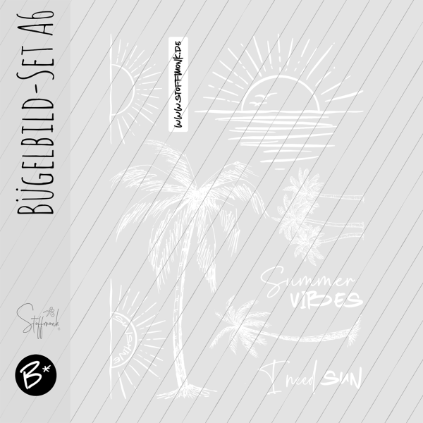 Bügelbild - SET A6   "Summer Vibes - weiss "