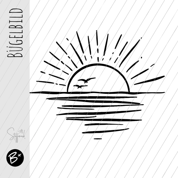 Bügelbild - " Sonnenuntergang - schwarz " - Größe wählbar
