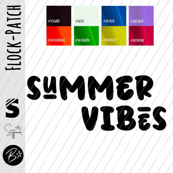 Flock-Patch / Iron on - " SUMMER VIBES " - Wunschfarbe & Größe