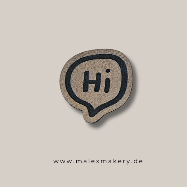 Label  " HI Sprechblase Outline " -  ca. 4 cm hoch - Kunstleder ++ Farbauswahl ++