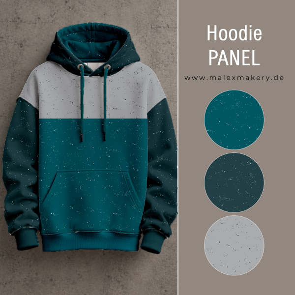 Hoodie-Panel #Hellgrau/Petrol - ca. 180cm x 180cm  - French Terry