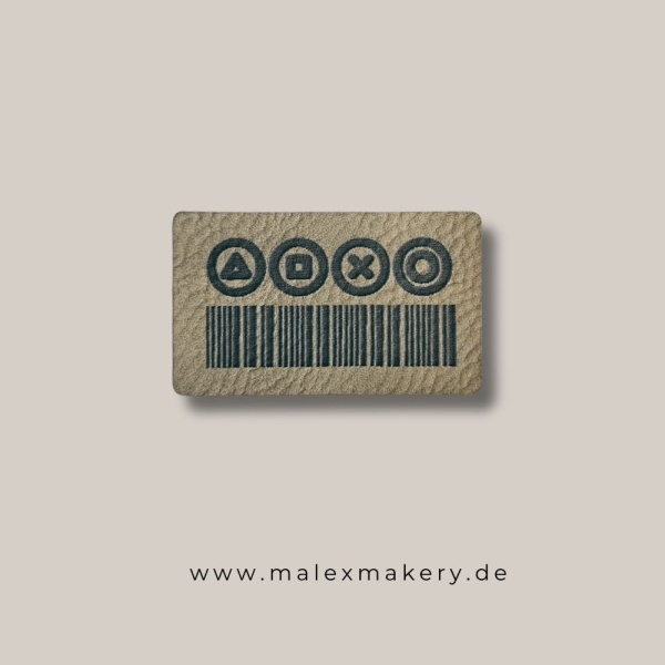 Label - " Gamer Barcode " - ca. 5 cm x 3 cm - Kunstleder ++ Farbauswahl ++