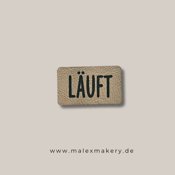 Label - " LÄUFT " - ca. 3 cm x 5 cm - Kunstleder ++ Farbauswahl ++