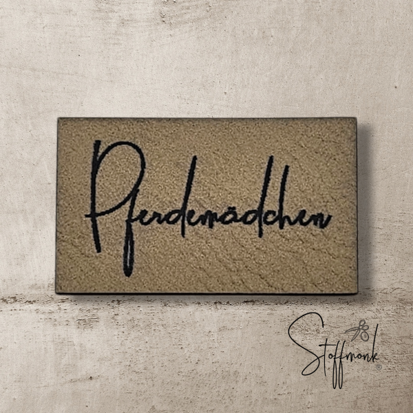 Label - "Pferdemädchen" -  ca. 2,5 cm x 4 cm - Kunstleder ++ Farbauswahl ++
