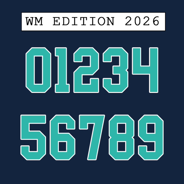 Bügelbild " Zahl - Rückennummer Trikot  " - WM EDITION 26 - Größe frei wählbar