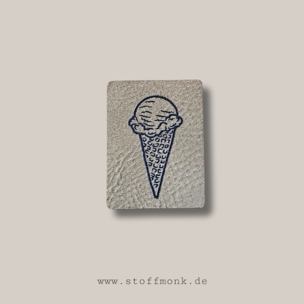 Label  " Eistüte " -  ca. 3 x 4 cm - Kunstleder ++ Farbauswahl ++