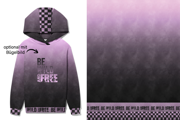 Bügelbild -  " BE WILD AND FREE #Altrosa "