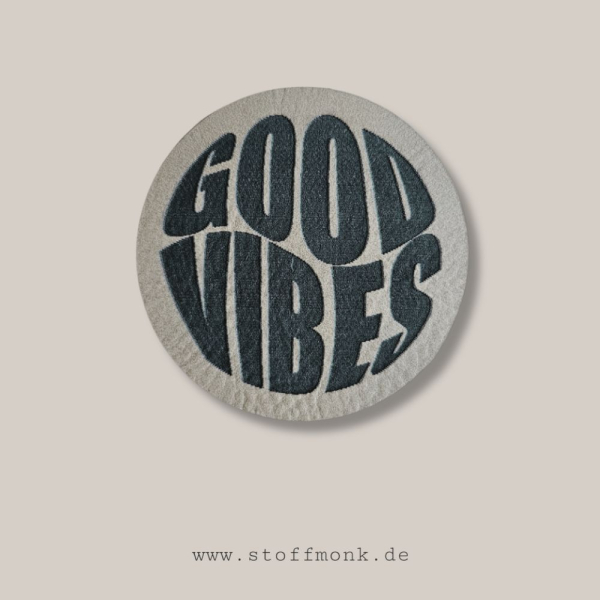 Label  " Good Vibes - Rund " -  ca. 5 cm - Kunstleder ++ Farbauswahl ++