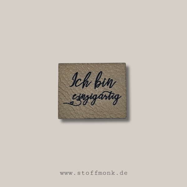 Label - Ich bin einzigartig  - ca. 3cm x 2,5cm - Kunstleder ++ Farbauswahl ++