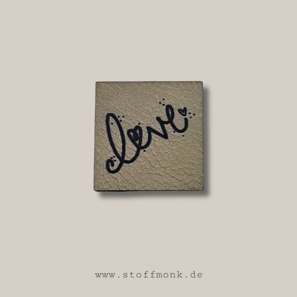 Label - "love" - ca. 3 cm x 3 cm - Kunstleder ++ Farbauswahl ++