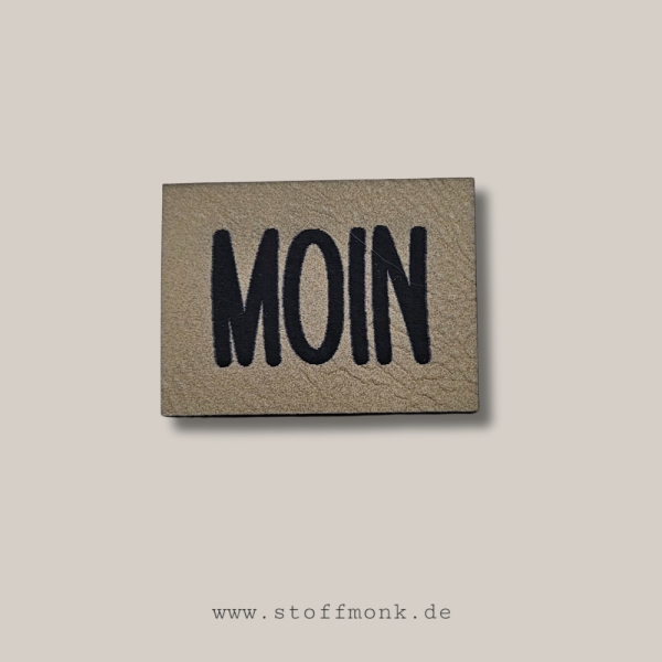 Label - " MOIN" - ca. 3 cm x 4 cm - Kunstleder ++ Farbauswahl ++