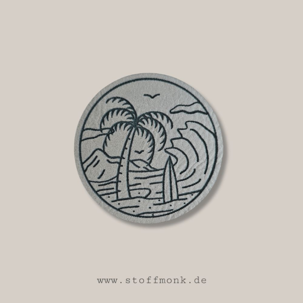 Label  " Palmenlines - Rund " -  ca. 5 cm - Kunstleder ++ Farbauswahl ++
