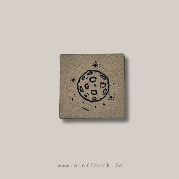 Label -  "Planet Mond" - ca. 3 cm x 3 cm - Kunstleder ++ Farbauswahl ++