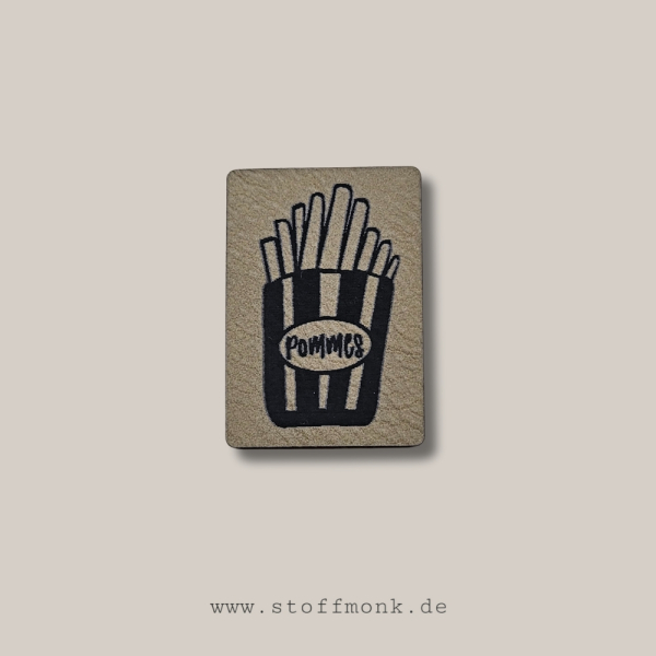 Label - POMMES - ca. 2,7cm x 4cm - Kunstleder ++ Farbauswahl ++