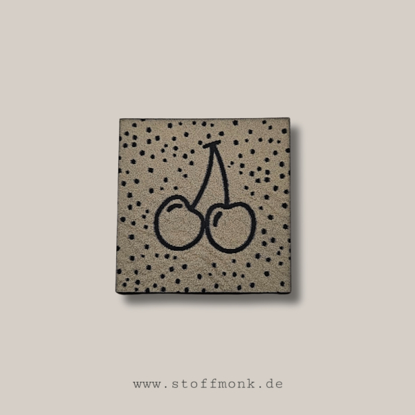 Label - PUNKTE "Kirschen" - ca. 3 cm x 3 cm - Kunstleder ++ Farbauswahl ++