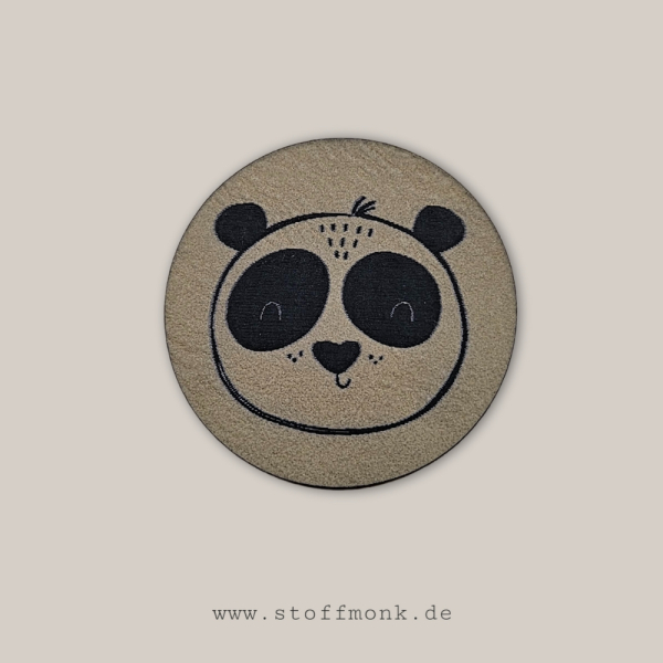 Label - PANDA Tierkopf RUND - ca. 4 cm Durchmesser - Kunstleder ++ Farbauswahl ++