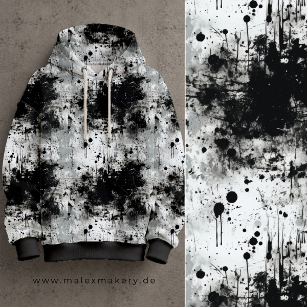 Paintsplash #grau/schwarz - French Terry