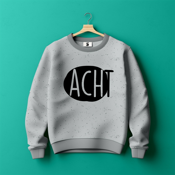 Bügelbild - " ACHT - Button  " - schwarz