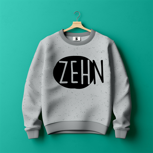 Bügelbild - " ZEHN - Button  " - schwarz