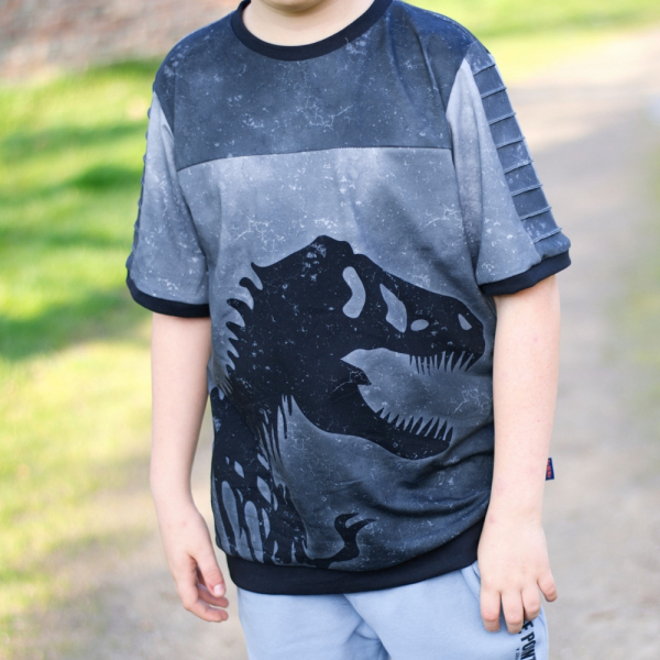 Ep - EINZEL Panel - " HELLGRAU/DUNKELGRAU - T-Rex groß " - Bio Jersey