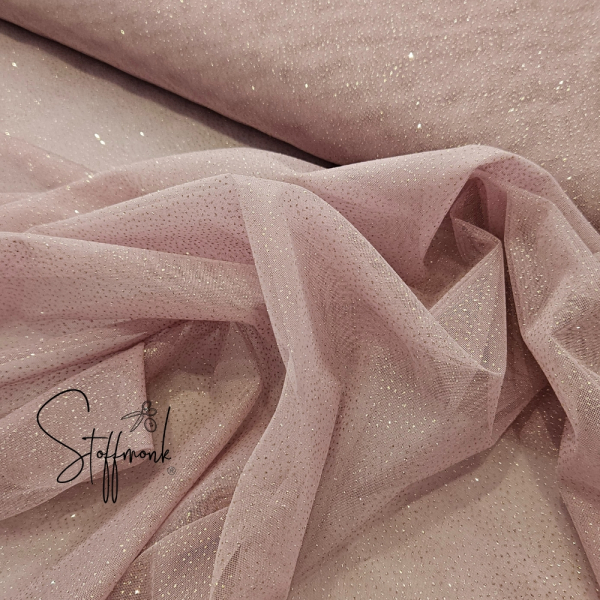 Soft Tüll - Altrosa - Glitzer Gold