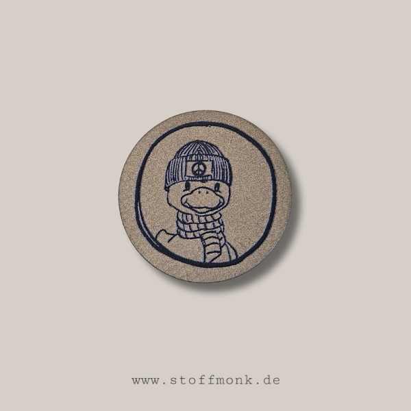 Label - "Winterblümchen" - Kreis ca. 4 cm Durchmesser - Kunstleder ++ Farbauswahl ++