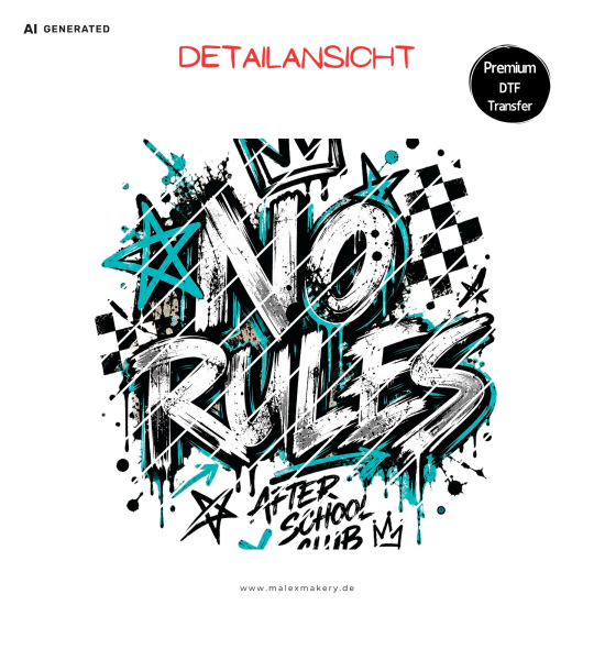 Bügelbild - " AS - NO RULES "