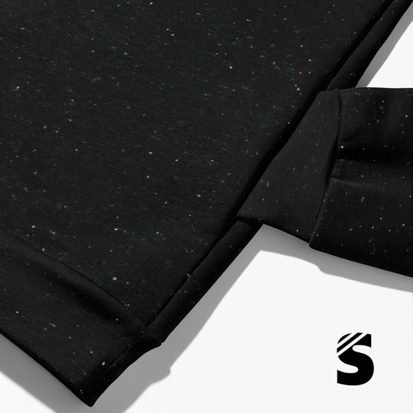 Kuschel Sweat melange - Konfetti - Schwarz