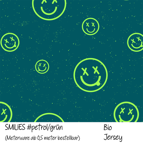 SMILIES #petrol/grün - Bio Jersey