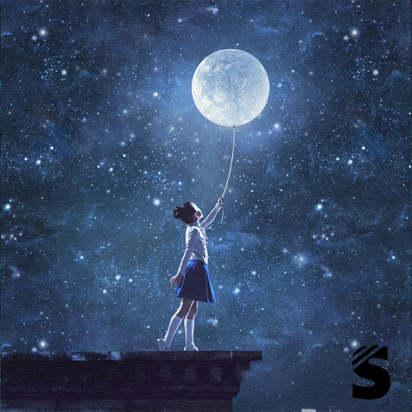 PANEL (groß) Space Moongirl -  French Terry  (Reaktivdruck)