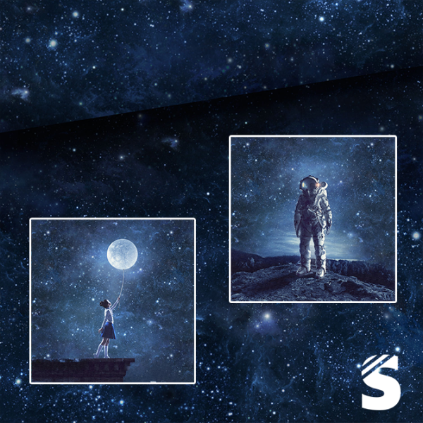 PANEL (groß) Space Astronaut -  French Terry  (Reaktivdruck)