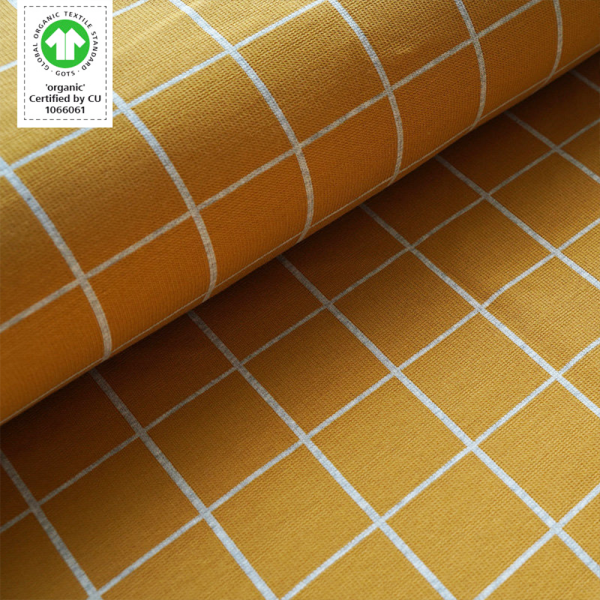 Bio-Strickjacquard von Stoffonkel Jacquard - Karo - Curry