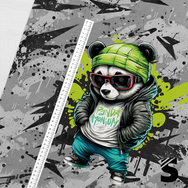 PANEL (groß) Streets Panda -  French Terry  (Reaktivdruck)