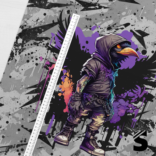 PANEL (groß) Streets Rabe -  French Terry  (Reaktivdruck)