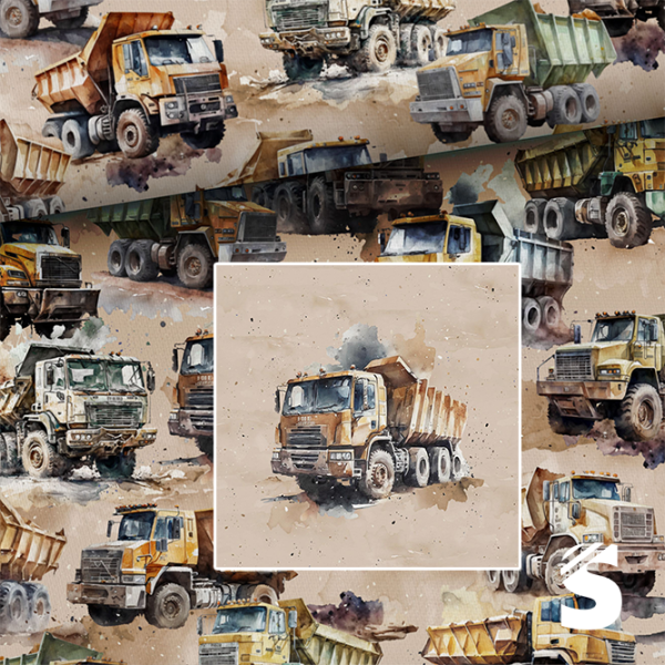 PANEL  Truck beige -  French Terry  (Reaktivdruck)