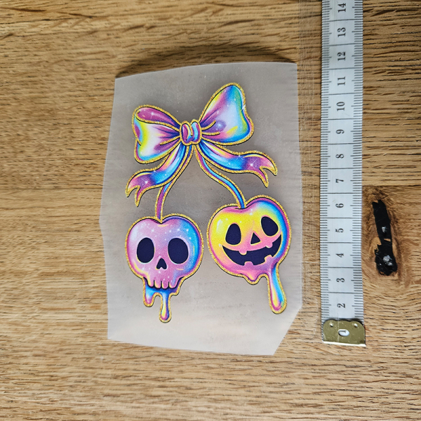 Bügelbild versandfertig - längste Seite ca. 10 cm   - WA_H46_10cm / Kirschen rainbow