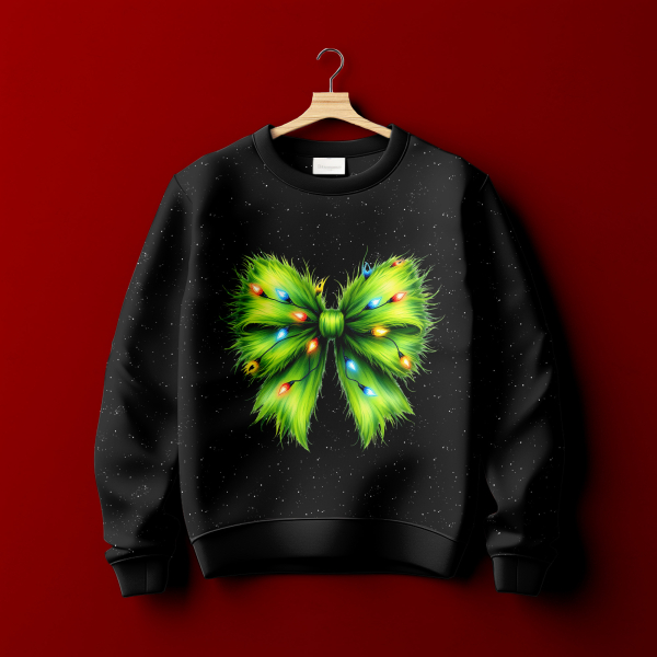 Bügelbild -  " Schleife #grün mit Lichterkette "