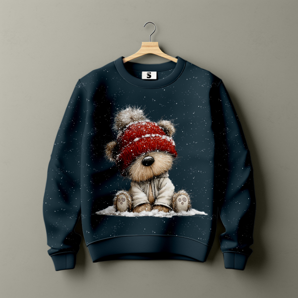 Bügelbild -  " Hund mit roter Mütze "