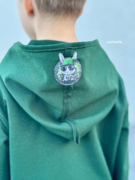 Patch / Aufnäher  - Hip Hop Hase Grün - Button Fischgrät schwarz