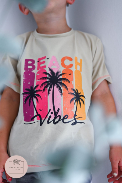 Bügelbild - " Beach Vibes Palmen " #Pink/gelb