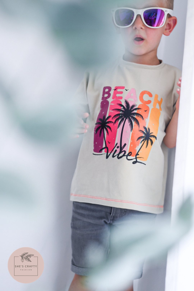 Bügelbild - " Beach Vibes Palmen " #Pink/gelb